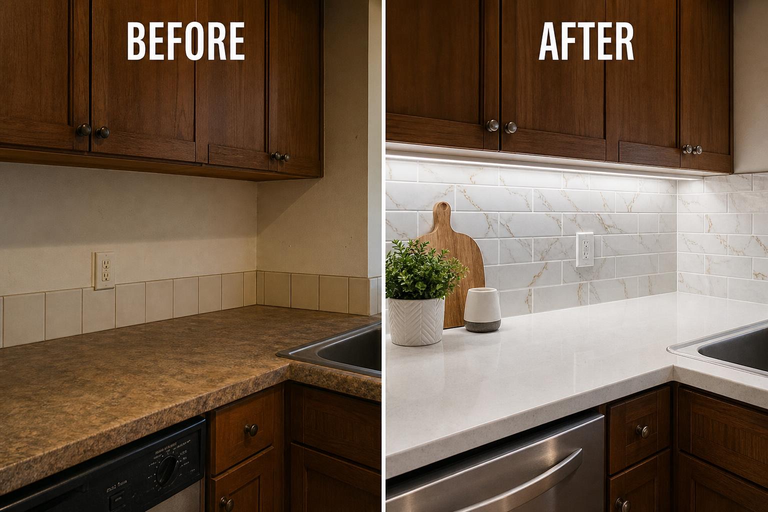 Kitchen Backsplash — Before & After